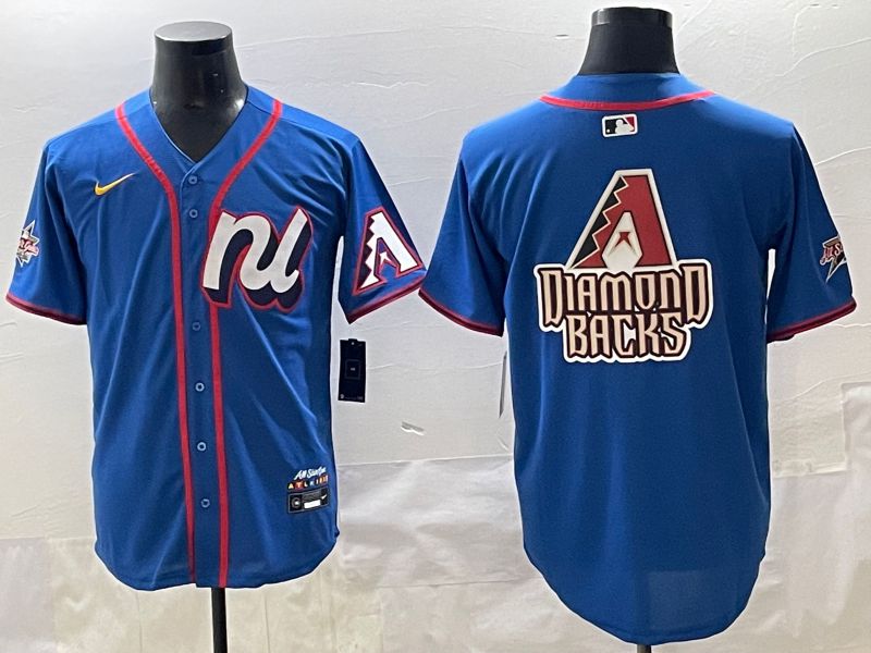 Men 2025 Arizona Diamondback Blank Blue All star Blank Blue Nike MLB Jersey style 3